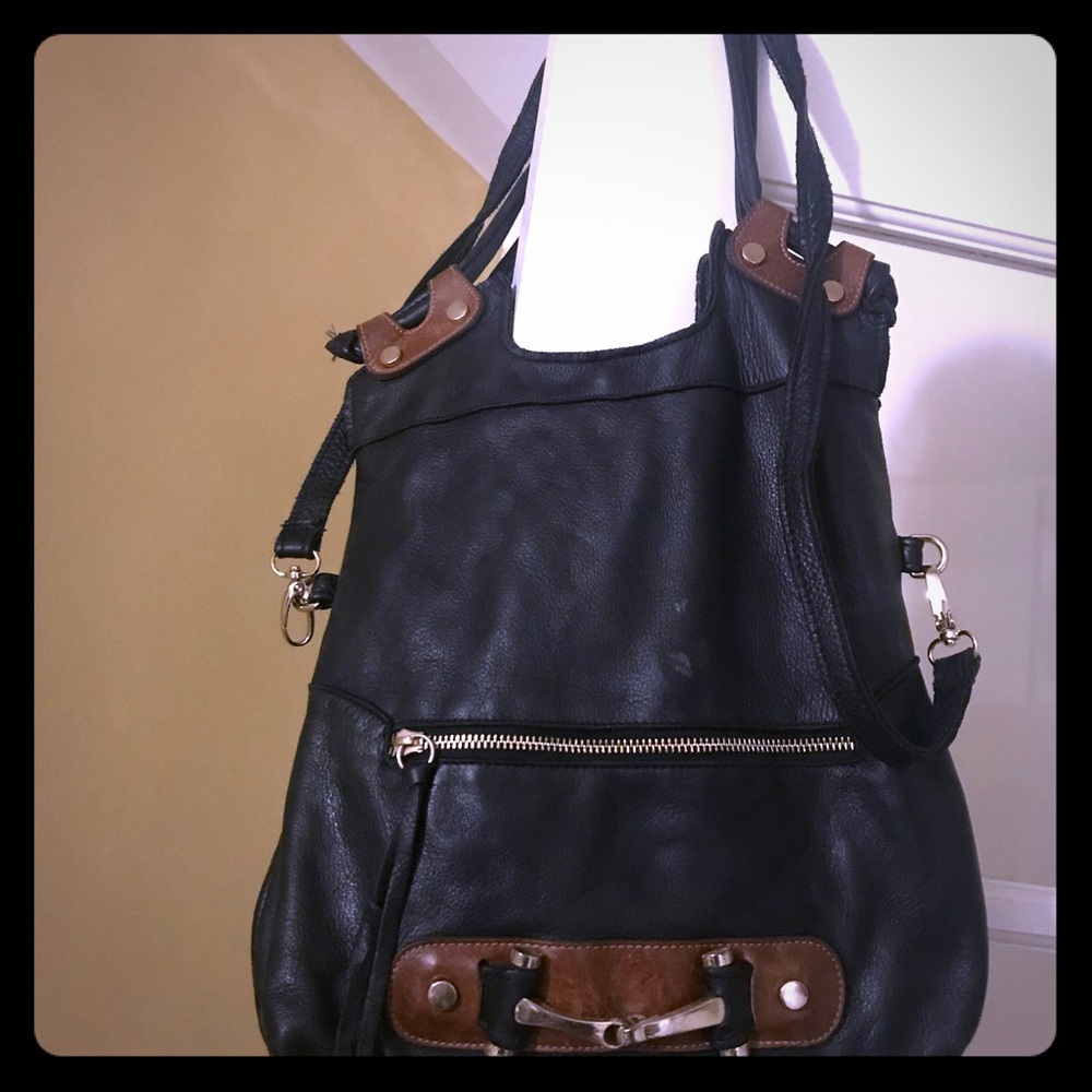 A uniquely made leather bag